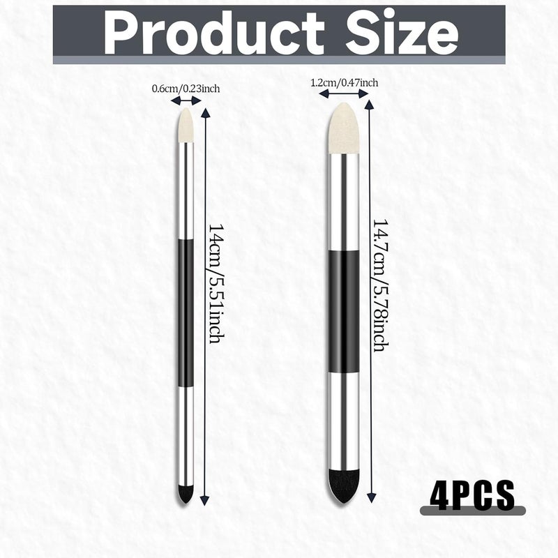 salbsever 4pcs Artist Blending Sponge Pen Dual Tip Reusable Drawing Art Soft Oil Pastel Blending Tools Washable Sketch Rubbing Sponge Brush for Artist Professional Sketch Drawing Blending Lightening & Highlight - Image 2